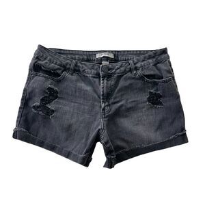 Refuge Distressed Black Wash Denim Jean Cut Off Shorts Sz 10
